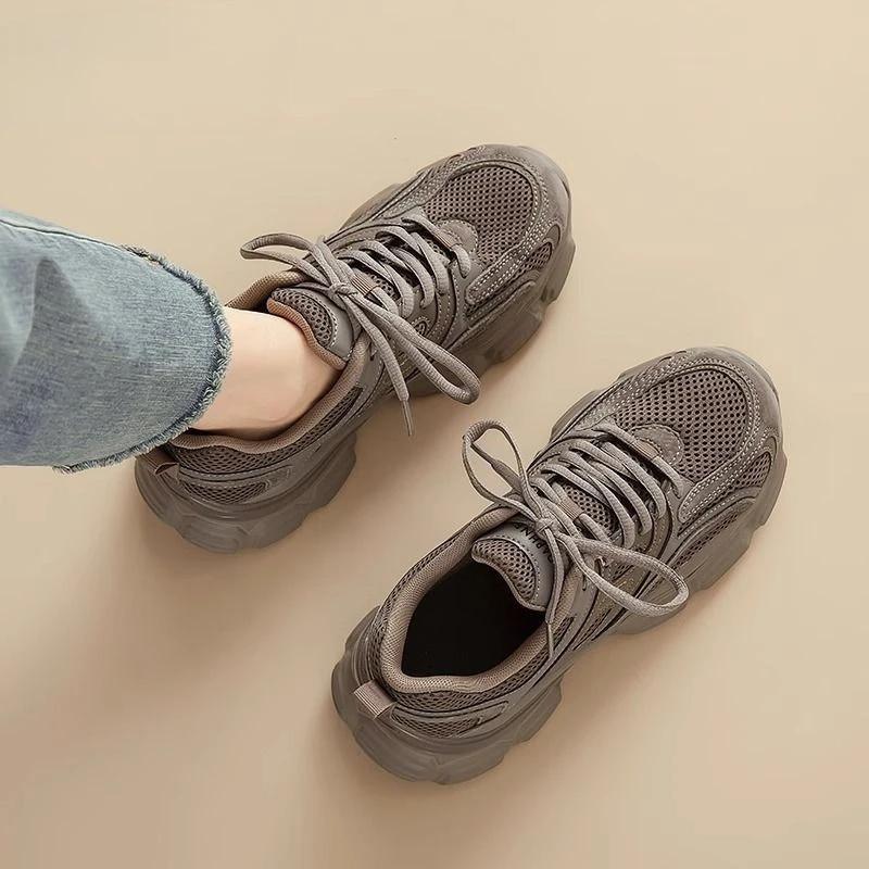 Sneakers High On Platform Mesh Breathable Athletic Shoes for Women Sports Woman Footwear Walking Y2k Fashion Original Sale A H