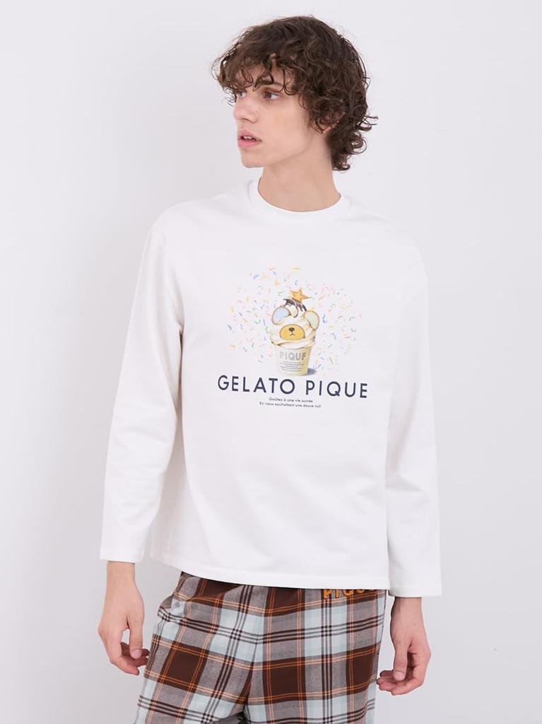 Gelato Pique HOMME Inlay Soft Cream Bear Print Long PHCT245986 DGRY T-Shirt Men's