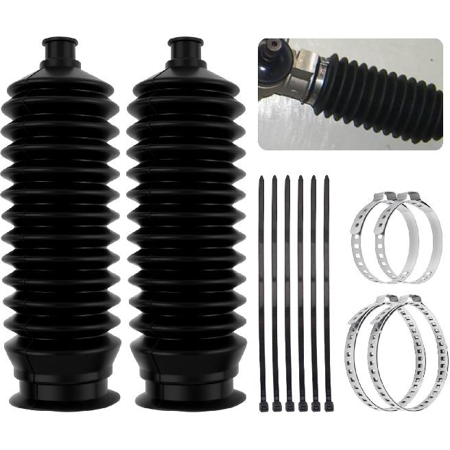 2PCS Inner Tie Rod Boot Kit With Zip Ties & Clamps,Thickened Silicone Rack And Pinion Boot For Steering Components,Durable Anti-Dust Steering Rack