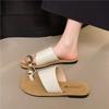 Metal Buckle Toe Slippers for Women In Summer 2025, Flat Bottomed Clip Toe Sandals, Soft Soled Beach Sandals