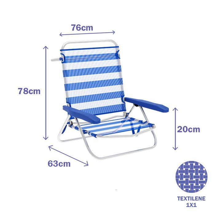 Chaise de Plage Pliable Rayures Bleu Blanc - Marbueno