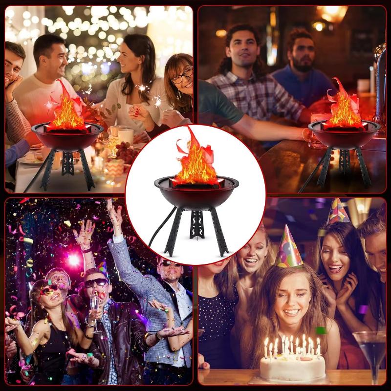 3D LED Fake Fire Flames Effect Light, Halloween Christmas Party Decorations Holiday Supplies for Bar, Stage