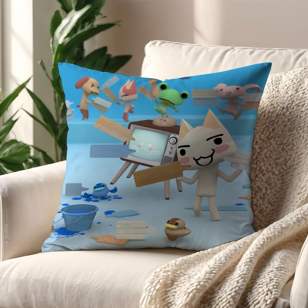Cartoon Toro Inoue Cute cat cushion cover Pillow Case Pillowcase Soft Skin Friendly & Comfortable with a Hidden Zipper