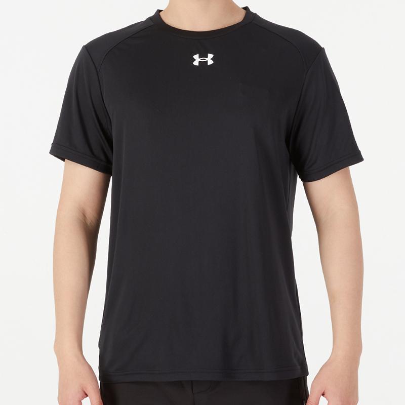 Under Armour Logo Solid Color Loose Fit Short Sleeve T-Shirt Striped Comfortable Breathable Shorts Casual Sports Set 21500513-001+24500206-409