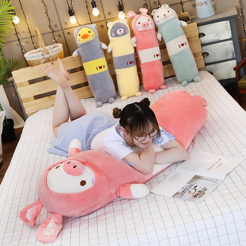 Plush Animals Cat Pig Dog Bear Duck Creative Long Soft Creative I Love You Pillow Kids Sleeping Pillow Plush Stuffed Lover Gift