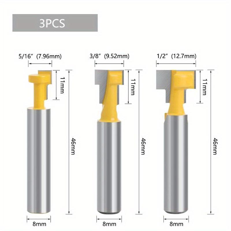 Set 3 Buc/Set Freze T-Slot Coadă 8mm Set Freze Router Bits Bit Gaură Cheie Freză T-Slot Șurub Hexagonal Pentru Lemn Unealtă Prelucrare Lemn