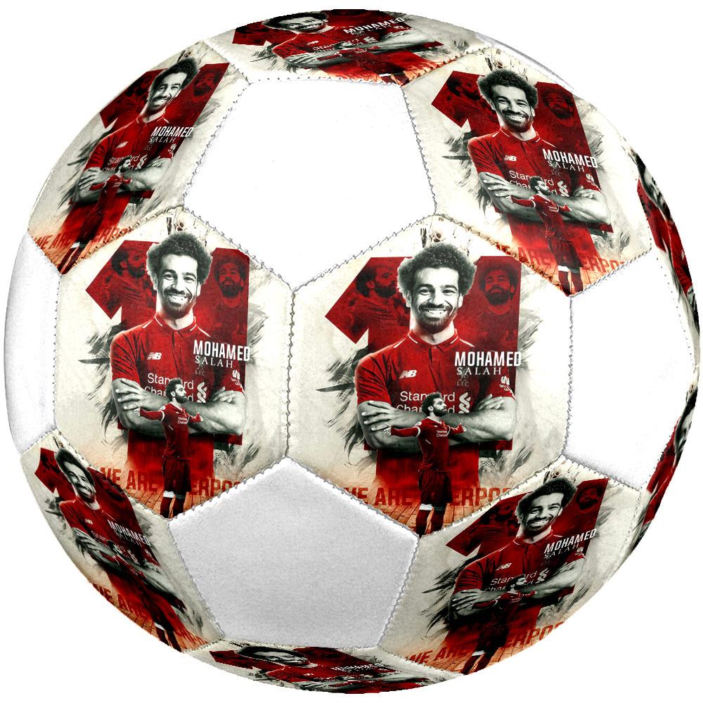 Salah Printed Size 5 Soccer Ball, Machine-Stitched PVC, Durable & High Bounce, All Ages Fit, fan merchandise, matches & outdoor use.