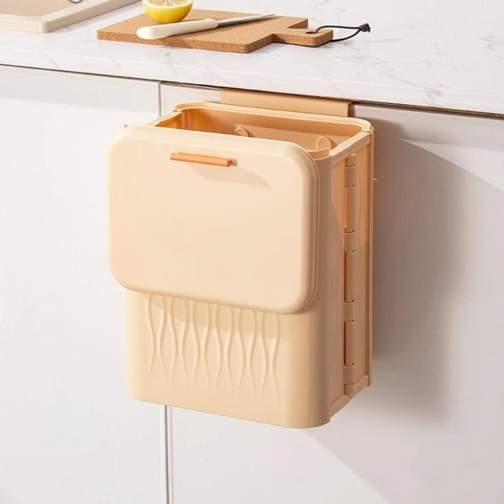 12L Kitchen Garbage Bin Space Saving Plastic Folding Waste Bin Odor Control Detachable Hook Toilet Paper Basket Household Use