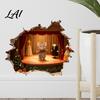 Creative Gift for Friends 3D Christmas Mouse Hole Wall Sticker Waterproof PVC Decal Festive Removable Window Cling Scene Easy Apply Holiday