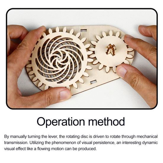 3D Visual Illusion Puzzle Toy DIY Handmade Mechanical Gear Turntable Educational STEM Toy Persistence of