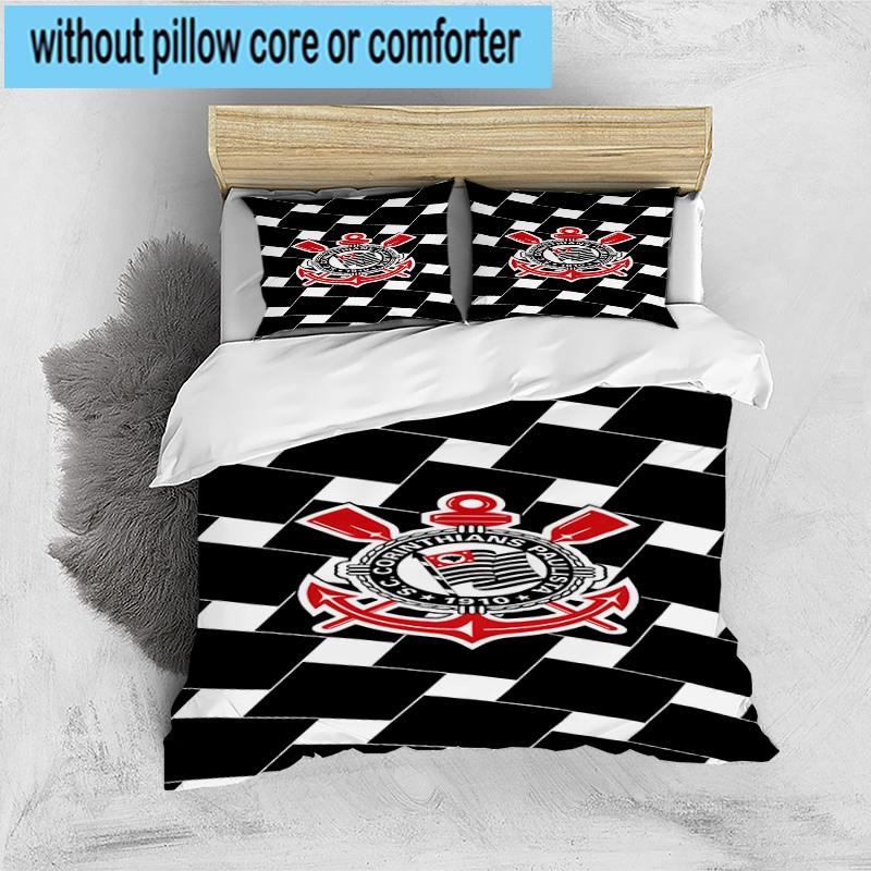 3pcs Sport Club Football Crest Printed Bedding Set Duvet Cover Closure Includes 1 Duvet Cover & 2 Pillowcases Bedding Sets Home Decor Gifts