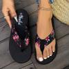 1 Paar Damenmode Zehentrenner mit Blumenmuster Rutschfest Leicht Strand-Plateauschuhe Damen-Schuhwerk Atmungsaktiv Offene Zehen