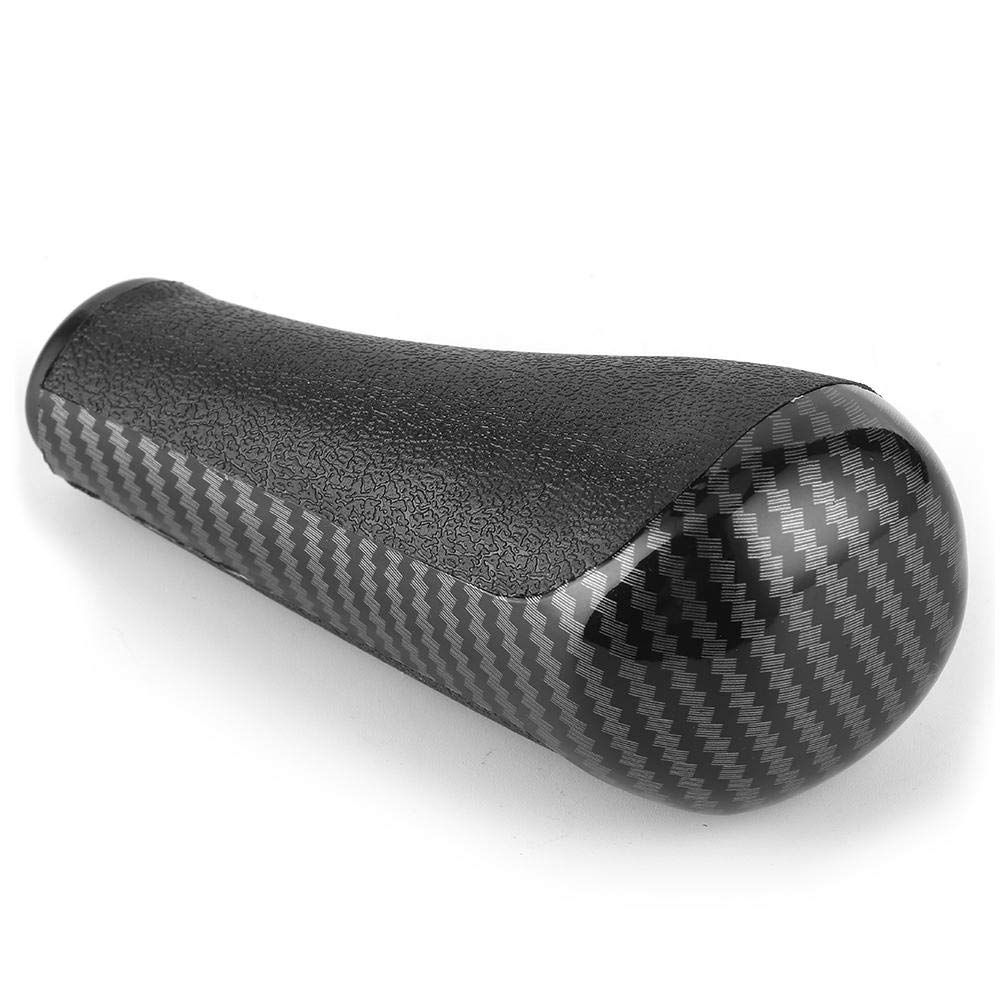 Akozon Car Gear Shift Knob Carbon Fiber Pattern Head Accessories for Peugeot 206 207 208 307 308 408
