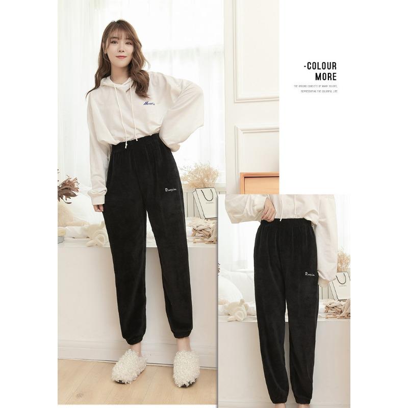 Warm Fairy Warm Pants Coral Fleece Home Fur Thick Casual Loose Outer Wear Winter Sleepwear Girl