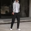 Men  Waverg  Zipper  Pocket  Flip Collar  Self-Cultivation  Cardigan  Jacket  Set