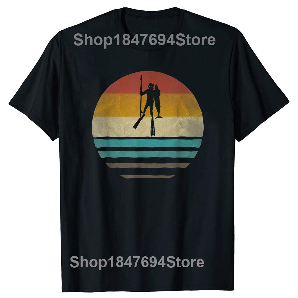 Футболка для подводной охоты Ретро Винтажная Футболка Топы Круглый вырез Короткий рукав Мода Футболка для дайвинга Одежда Повседневные Базовые футболки XL