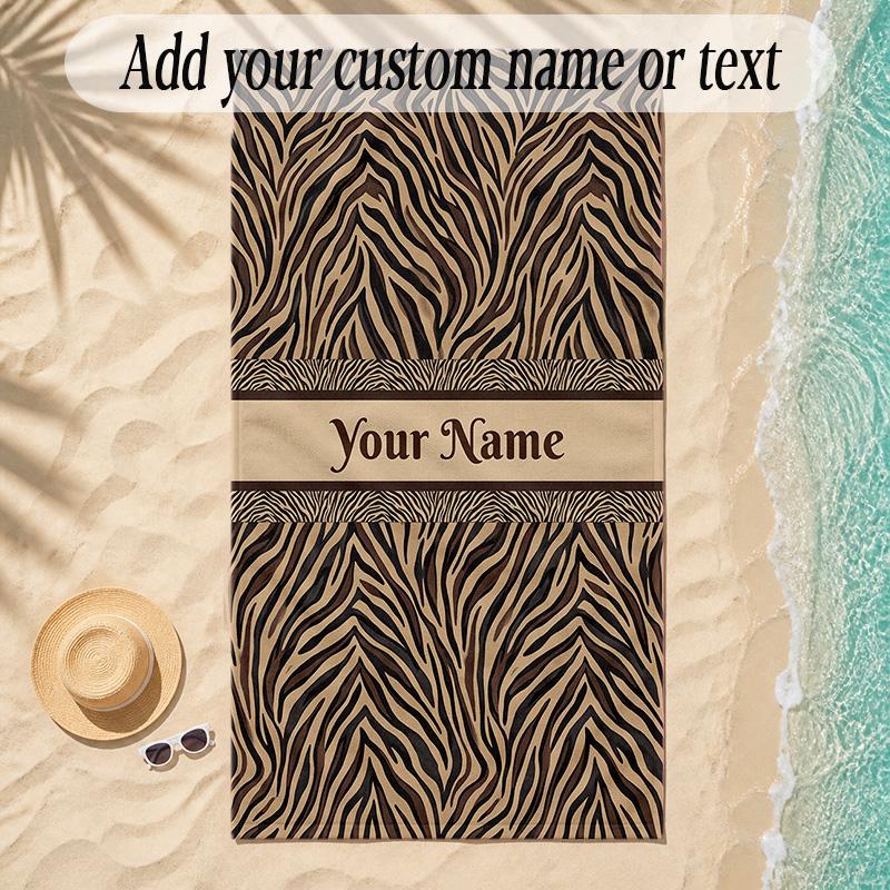 Quilt Theme Soft Beach Towel Personalized Custom Name Text Towel Portable for Beach Pool Travel
