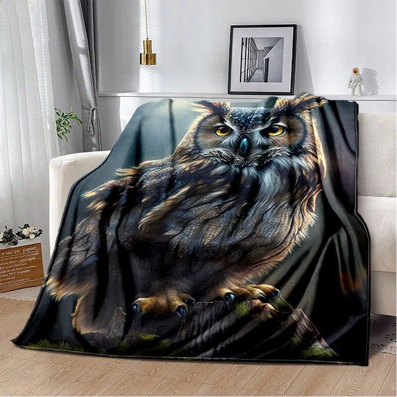 HD süße bunte Eulen-Cartoon-Decke, weiche Überwurfdecke für Zuhause, Schlafzimmer, Bett, Sofa, Picknick, Reisen, Büro, Ruhebezug, Decke für Kinder