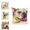 Adorable Pet Dog Pillow Cover In Linen Blend For Cozy Sofa And Office Decor