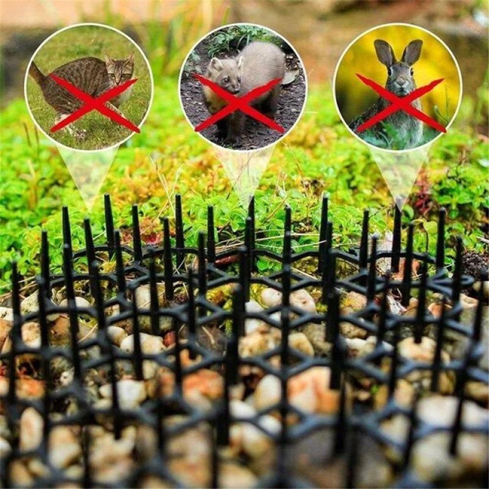 Anti-Cat Mat with Spikes - 2m Long Pet Repellent Mat for Garden, Fences, Sofa, Protect Plants from Cats & Dogs, Deterrent Mat with 8 Ground Anchors