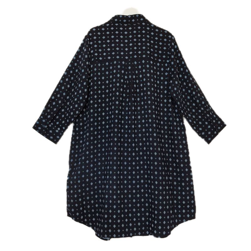 Export Japanese Single Tail Goods Rayon Print Happy Mid Length Long Length Shirt Women's Organ Pleated Loose Casual Customer Supply Fabric Summer
