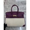 Borsa in Tela Platino con Pelle di Mucca Stampata Litchi Strato Superiore 25-30CM (H02 Tessuto BK)