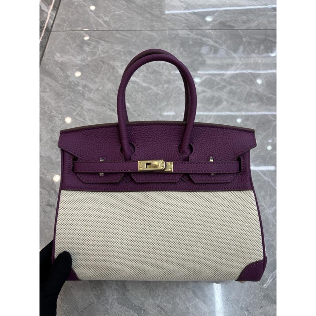 Borsa in Tela Platino con Pelle di Mucca Stampata Litchi Strato Superiore 25-30CM (H02 Tessuto BK)