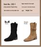 Martin Suede Petite Women's Hidden Heel Slouch Boots - New for Autumn/Winter 2025, High Heel Mid-Calf Short Boots