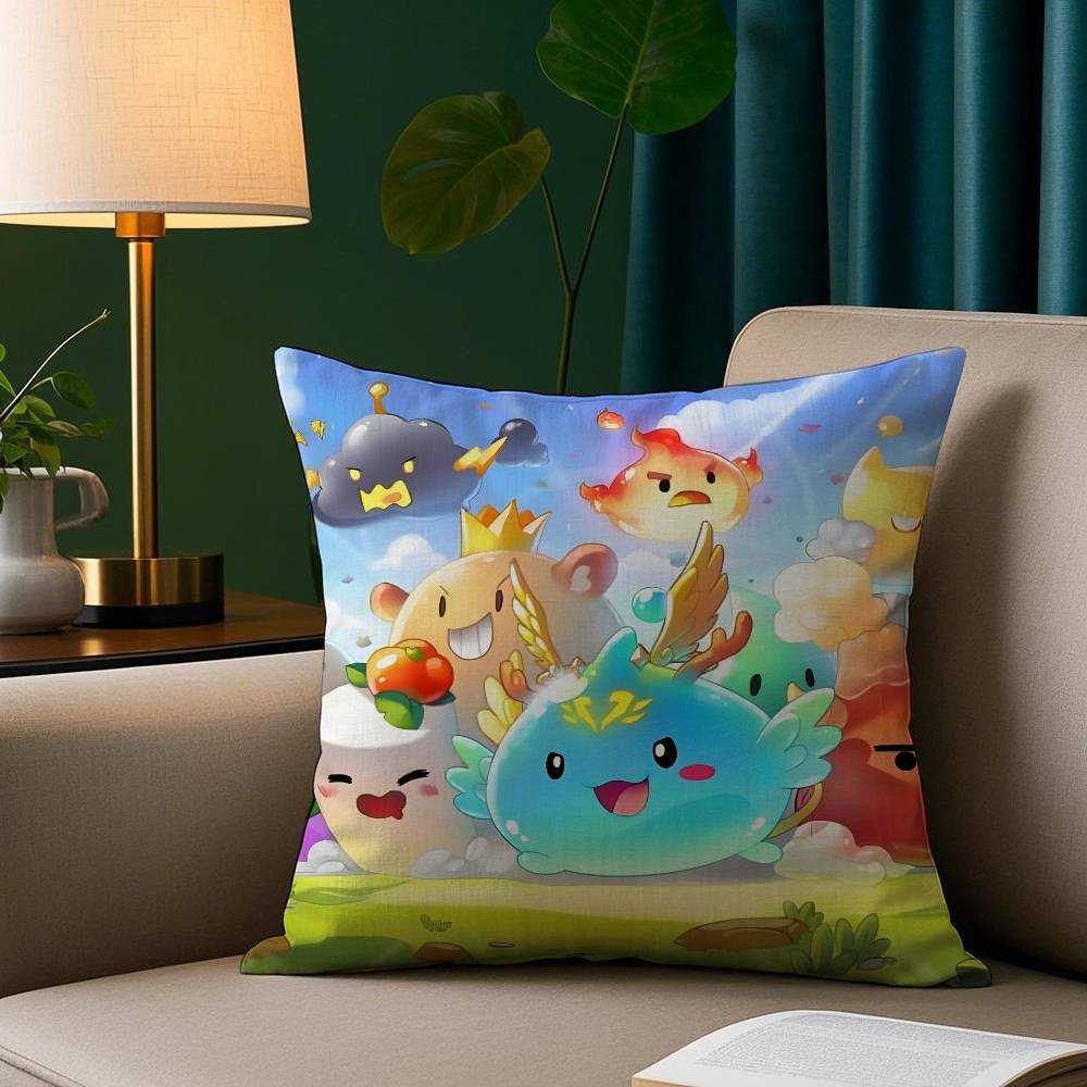 

SSlime RRanchers Game Pillow Case Short Plush Print Cushion Cover Square Throw Pillow Covers Sofa Home Decor 40x40cm 16x16in
