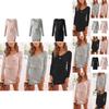 Cozy Deep V-neck Womens Knitted Jumper Sweater Dress For Autumn And Winter
