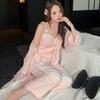 Elegant Three-Piece Lace Fleece Pajamas for Women - Autumn/Winter Collection