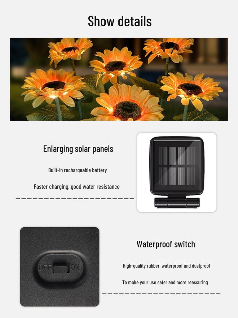 Sonnenblumen-Solarleuchte: Wasserdichte Outdoor Garten- & Balkon-Atmosphärenleuchte