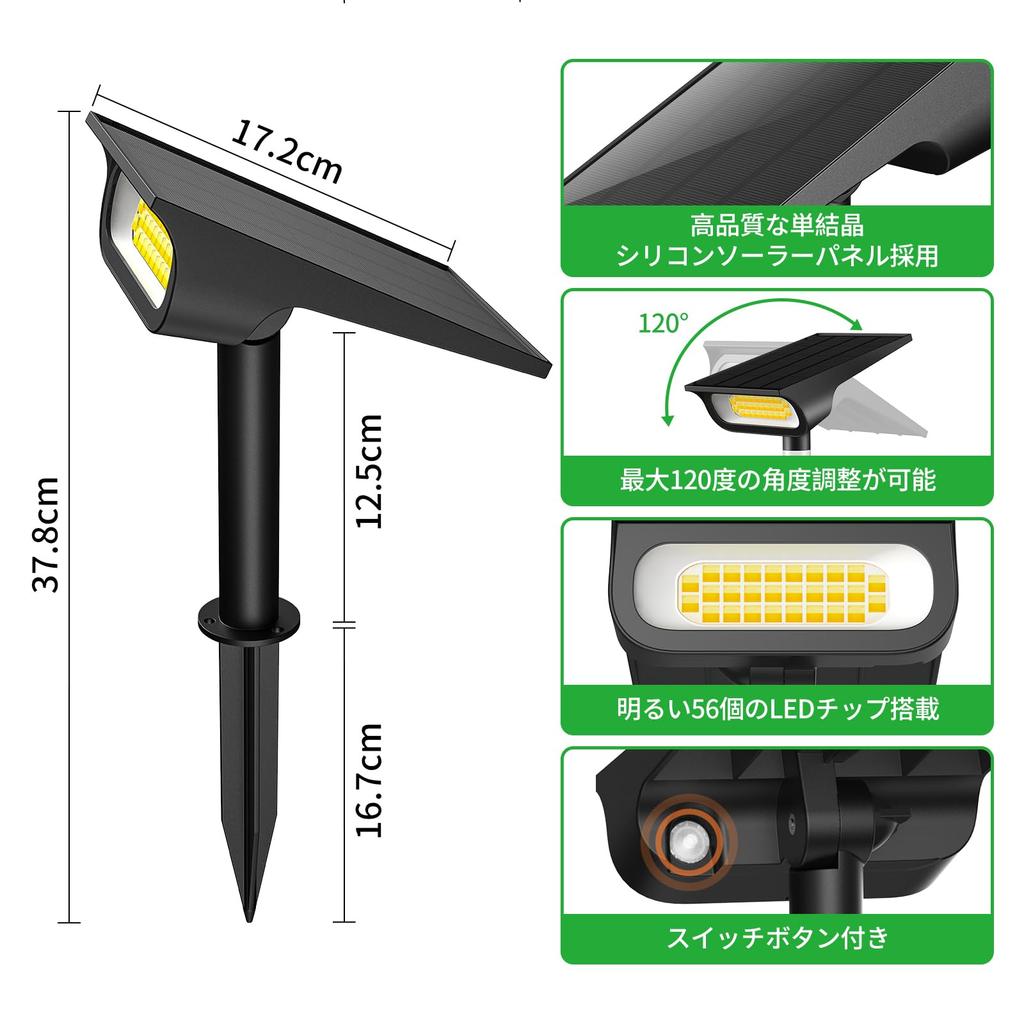 Intelamp Outdoor Sensor Waterproof Garden Light Largest Color Neutral Recessed Easy Solar-Powered Light, [Industry's 4000mAH, Dimmable, Adjustable],