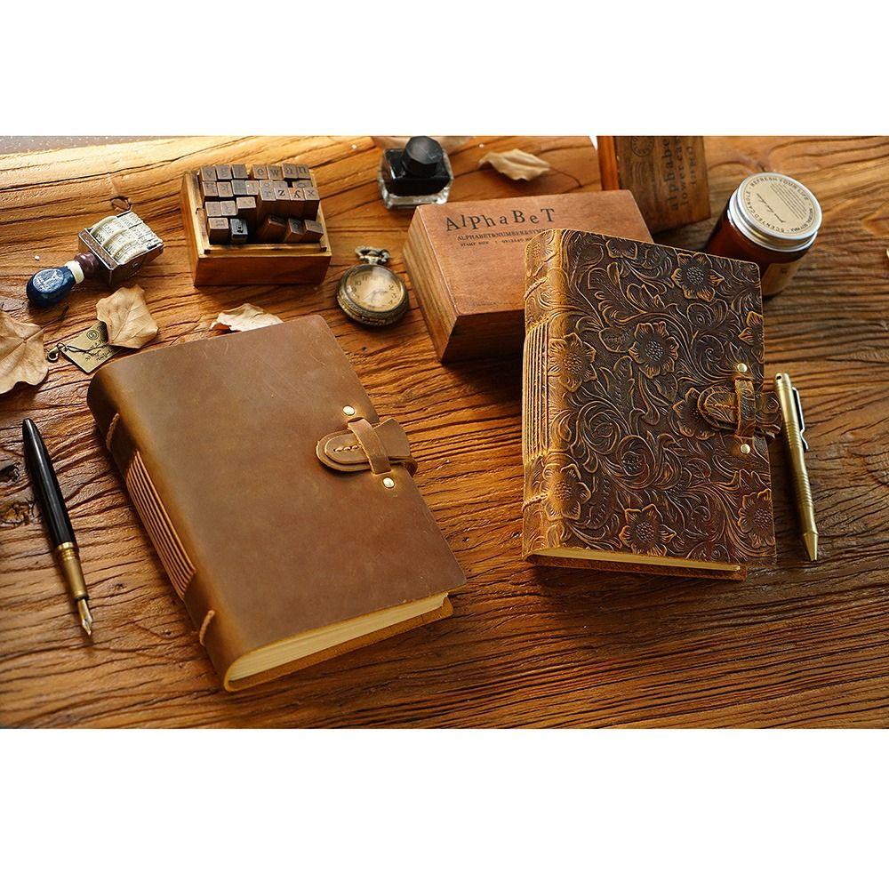 Vintage Leather Bound Journal Genuine Leather Cover Sketch Notebook Blank Paper Diary  Student