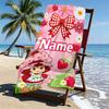 Custom Name Personalized Strawberry Shortcake Print Beach Towel, for Trip Camping Beach Party Home Decor, Birthday Gift for Family & Friends