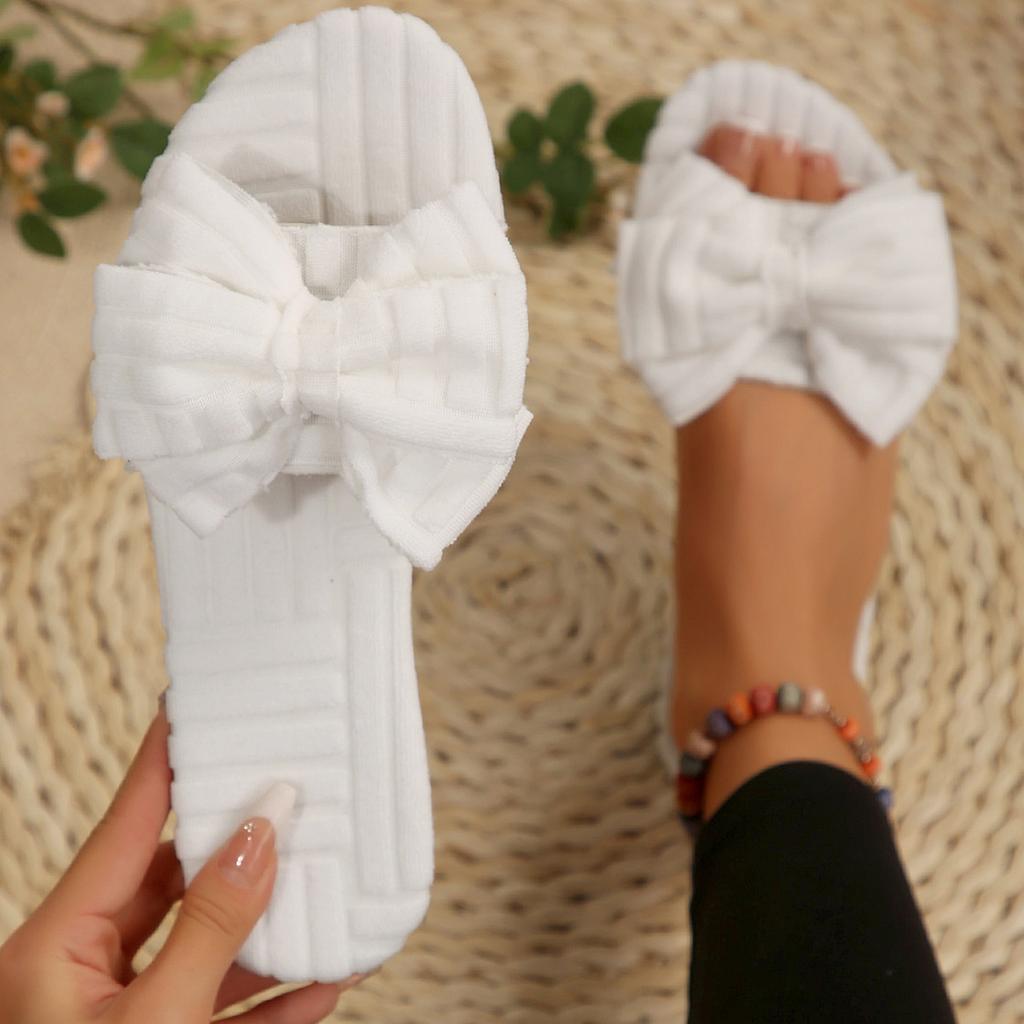 2025 summer new one-word thick-bottomed Mao Mao slippers women's embossed cotton tows European and American foreign trade large-size Mao Mao slipp