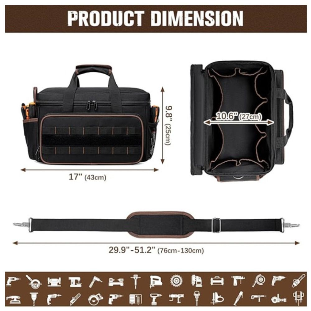Waterproof Tool Organizers Bag Large Capacity Construction Tool Bag Tool Bag  Contractor Grade