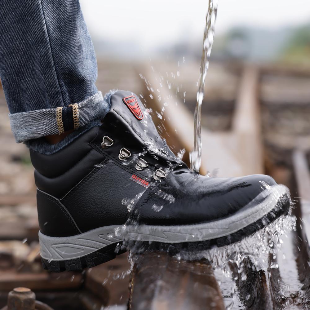 high steel toe work boots leather safety shoes for winter waterproof work shoes men anti smash anti puncture industrial shoes