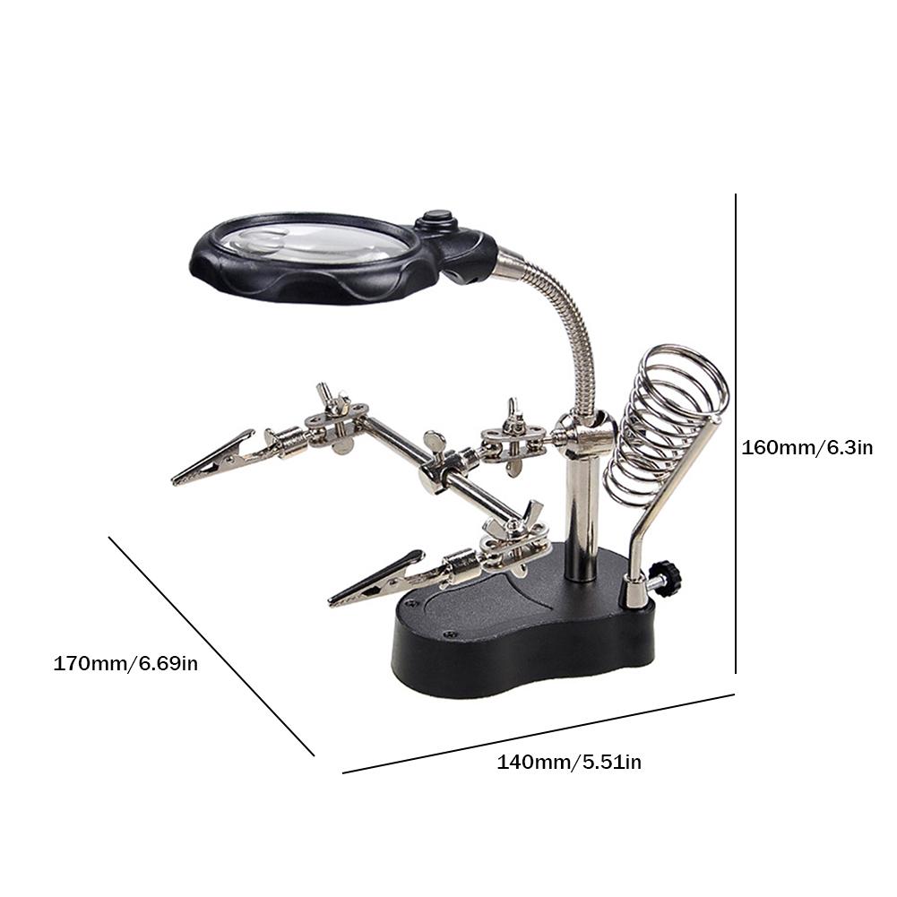 Welding Magnifier Auxiliary Clip Multifunction LED Light Magnifier Lens Helping Repair Tools Non-slip for Maintenance Inspection