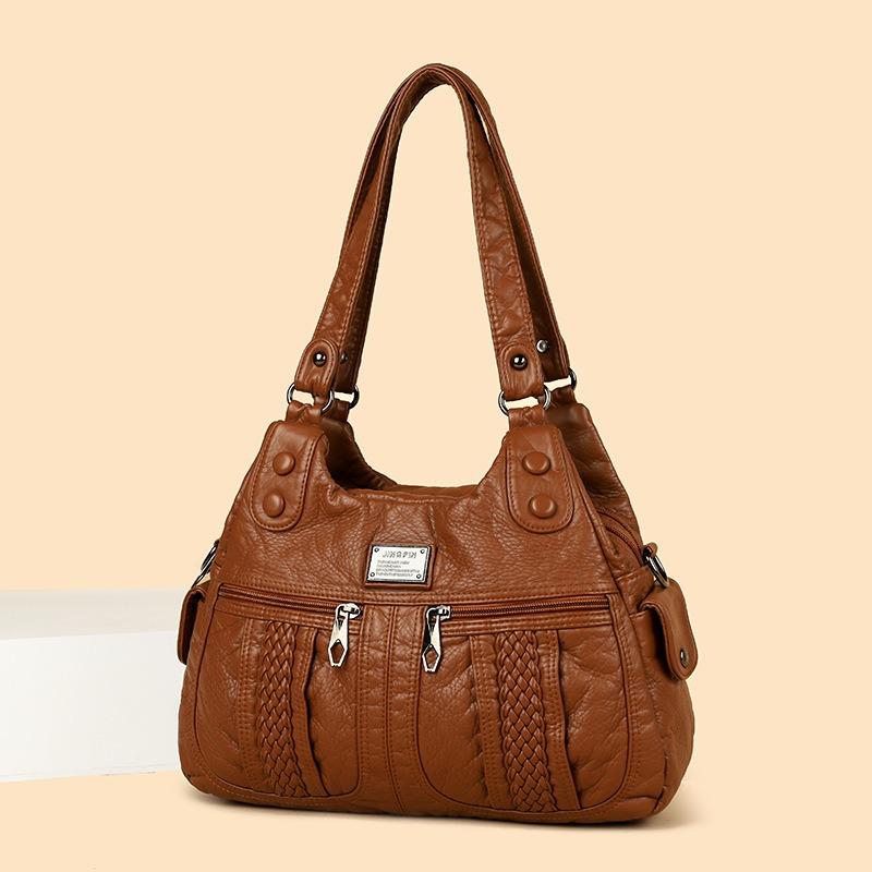 New Washed Leather Women's Bag Tote Bag High-end Single Shoulder Crossbody Large-capacity Mother Bag