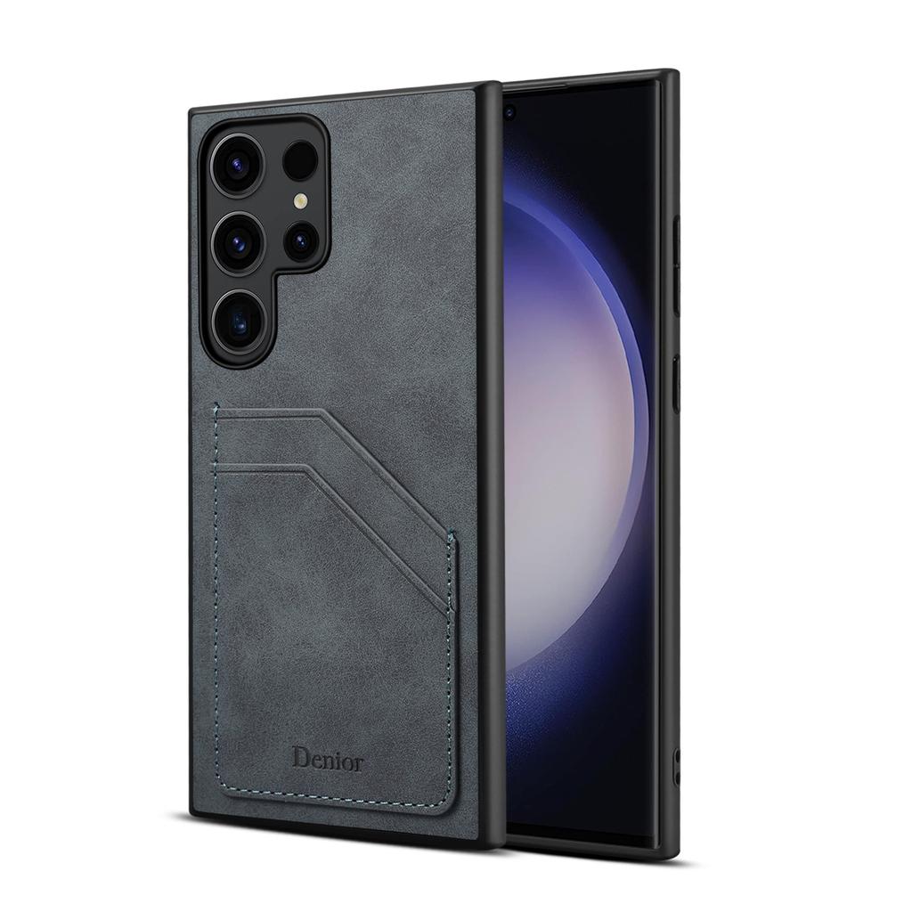 Denior Applicable Samsung S23Ultra Retro Leather Pattern Mobile Phone Case S23FE Card Anti-drop S24 Leather Case A05S