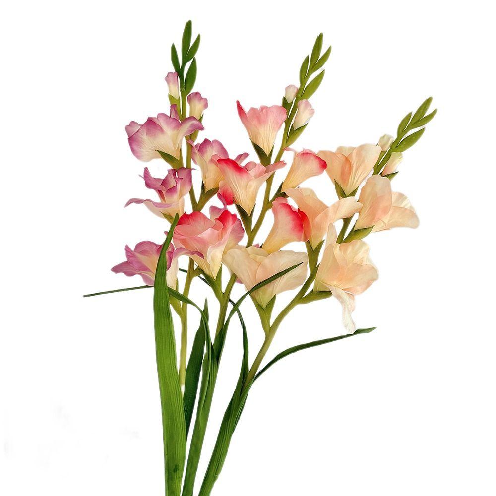 Multicolor Gladiolus Artifiical Flower Green Leaves DIY Faux Flower Photo Props Silk Petal Artifiical Gladiolus Flower