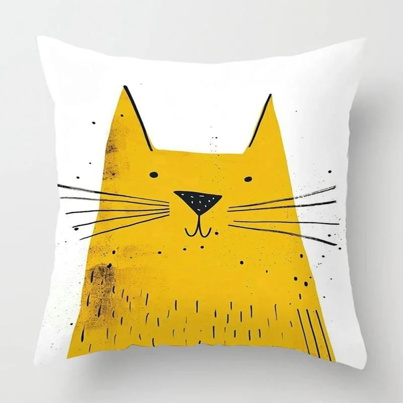 Home Decor Cute Cartoon Cats Pillow Covers for Home Pattern Cushion Cover Suitable for Sofa Bedroom Car Pillow Cover