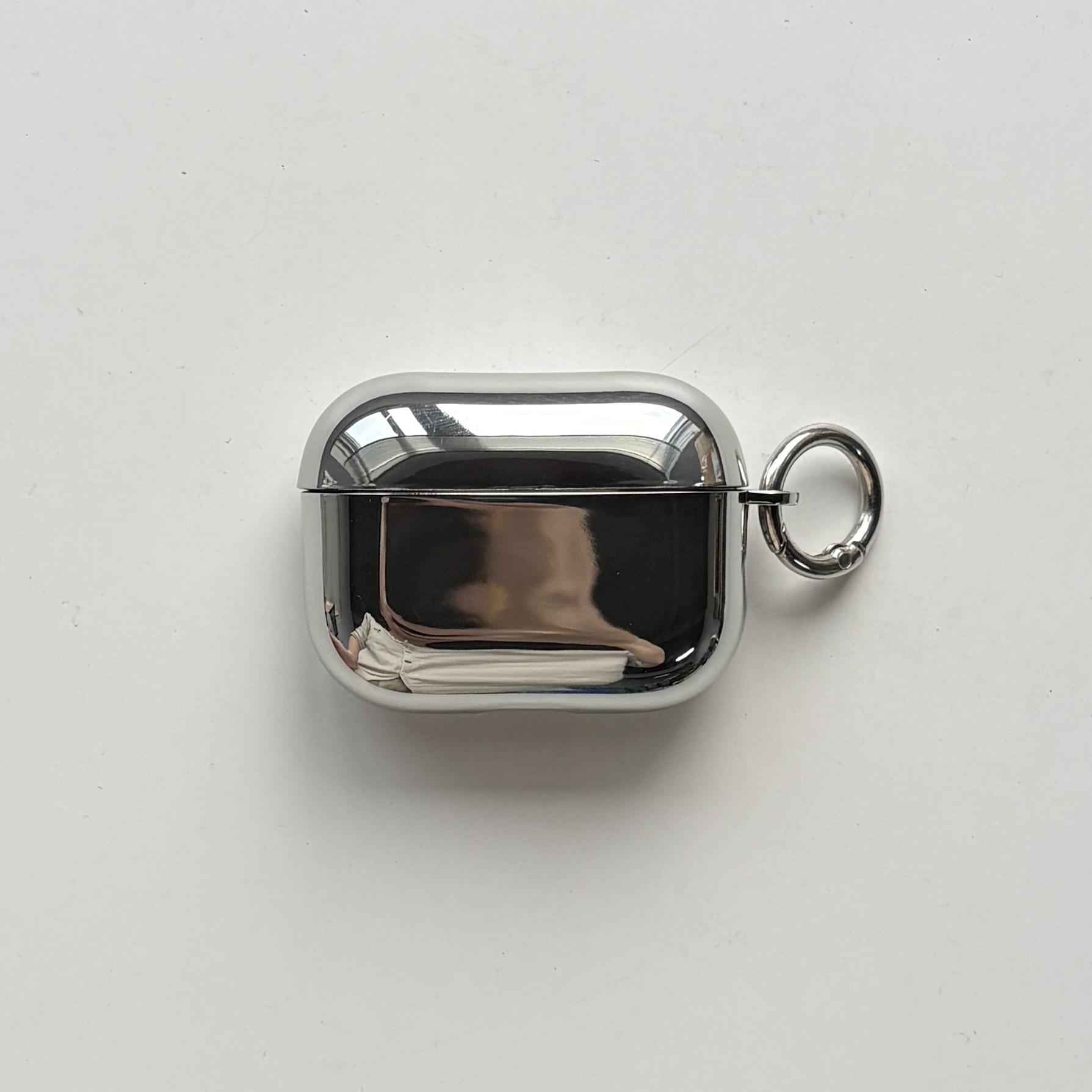 Mode Eenvoudig Gegalvaniseerd Zilver Mat en Glanzend Beschermend Oortelefoonhoesje met Metalen Ring voor AirPods 1 2 3 4 Pro2 Pro3 for AirPods Pro