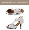 Hochwertige Damen Latin Tanzschuhe Damen Strass Glänzend Salsa Tango Party Tanzsaal Schuhe Damen Hohe Absätze 8cm