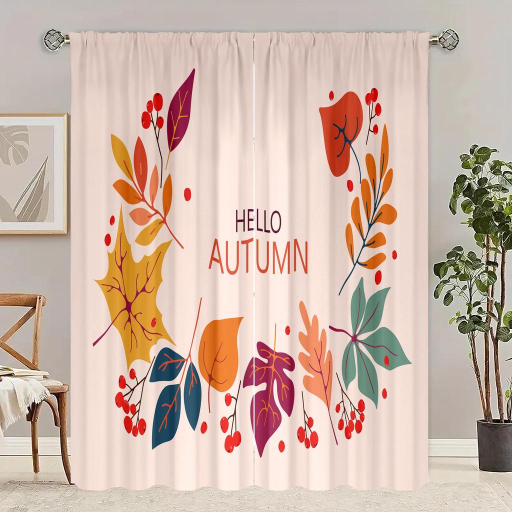 2 sheets - Maple Leaf - printed curtain - Polyester material - suitable for bedroom, living room, study, private space