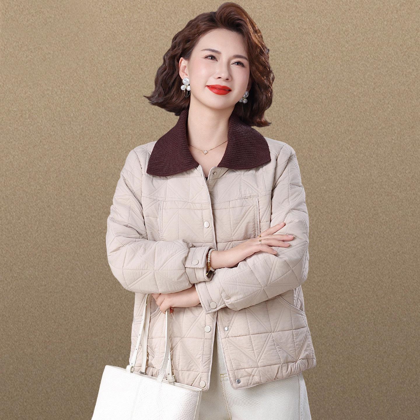 Elegant Women s Spring & Autumn Plaid Jacket - Stylish for Middle-Aged & Elderly (2026 Collection) 4XL (135-150 Jin Recommended)