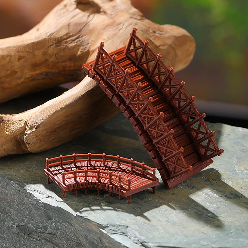 Čínský most Socha Model Starověké budovy Japonský pavilon Dekorace Miniaturní Zenová zahrada Akvárium Bonsajové ozdoby
