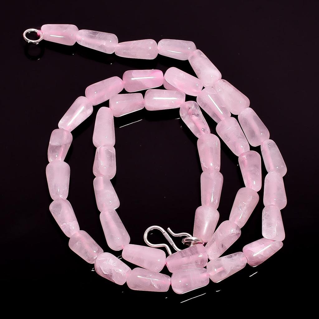 Natural Rose Quartz Gemstone Cone Smooth Beads Necklace 17" UB-3500 UB-3500