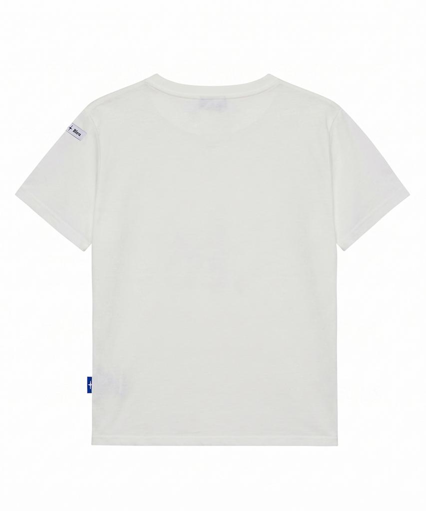 Nupeuebeullu Neb Cotton Blue Half Tee (Off-White)